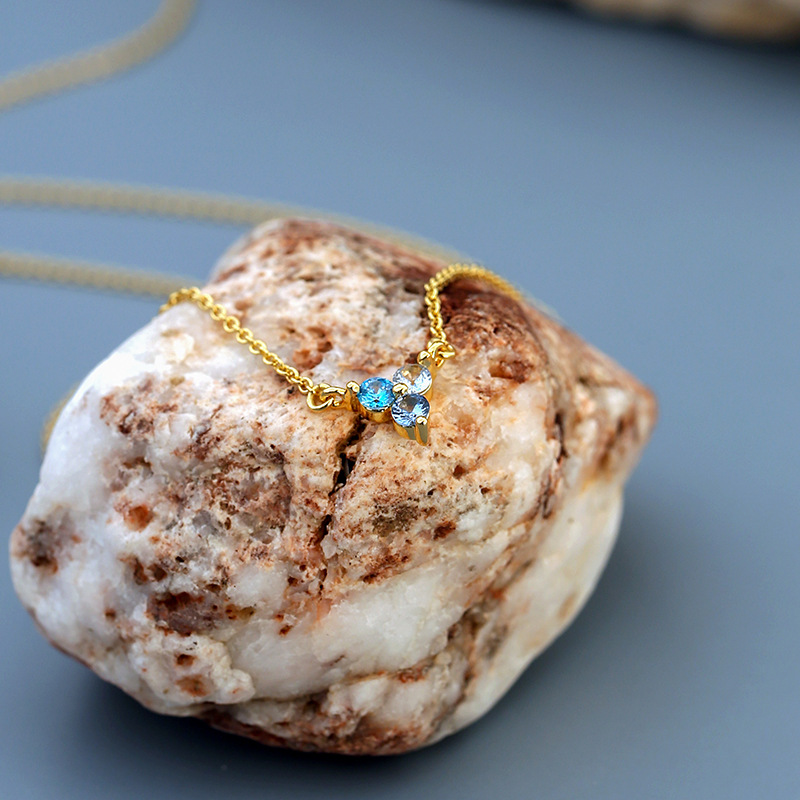 Cold Wind Simple Gradient Blue Zircon Necklace Women