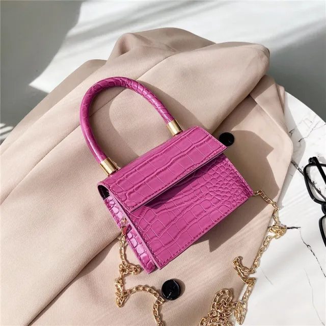 Ladies Small Square Bag PU Chain Crossbody Bag Purple - Shop at LoveMi