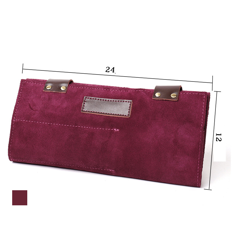 Leather Salon Barber Pure Color Roll Up Scissor Shear Holder Pouch Case Bag Hairdresser Handbag