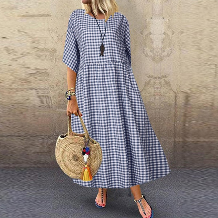 Loose Plus Size Printed Mid-Length Dress