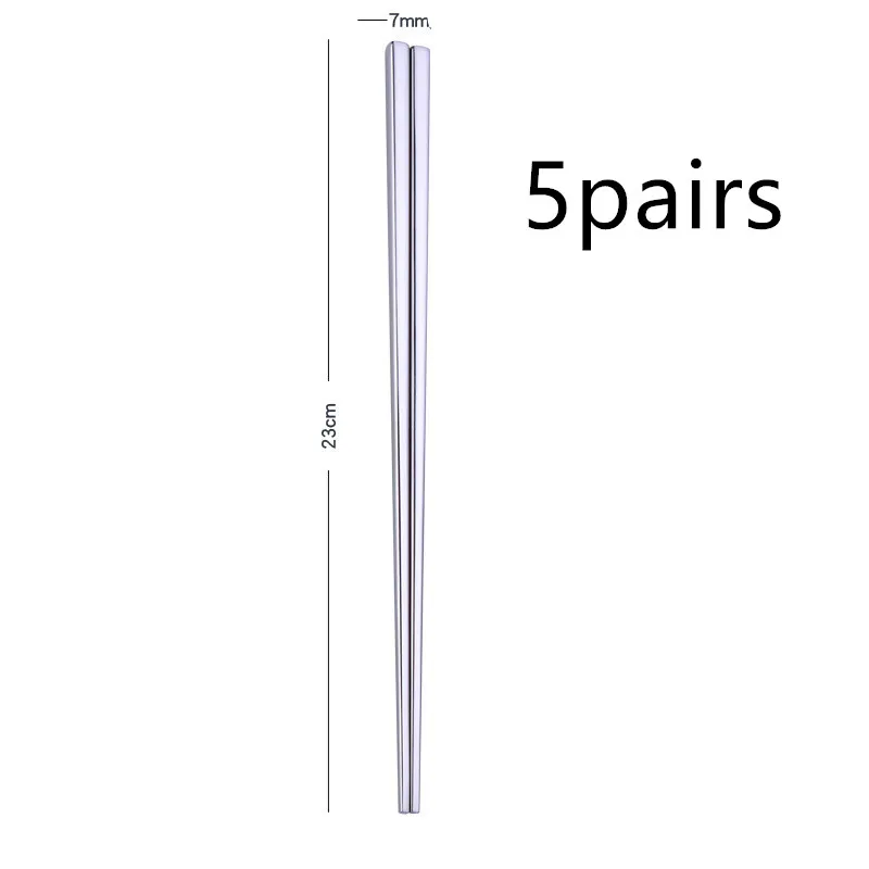Stainless steel chopsticks - Silver 5Pairs