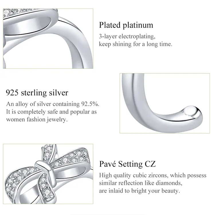 Fancy Bow Creative Opening s925 Silver Ring