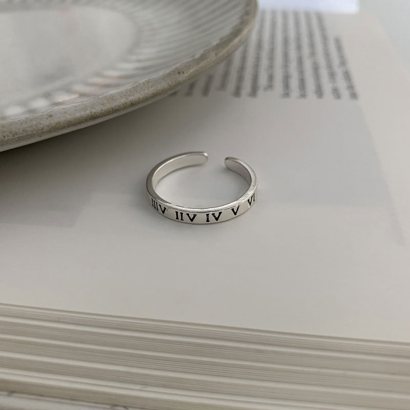 Title 4, Retro Simple Distressed Roman Numeral Ring