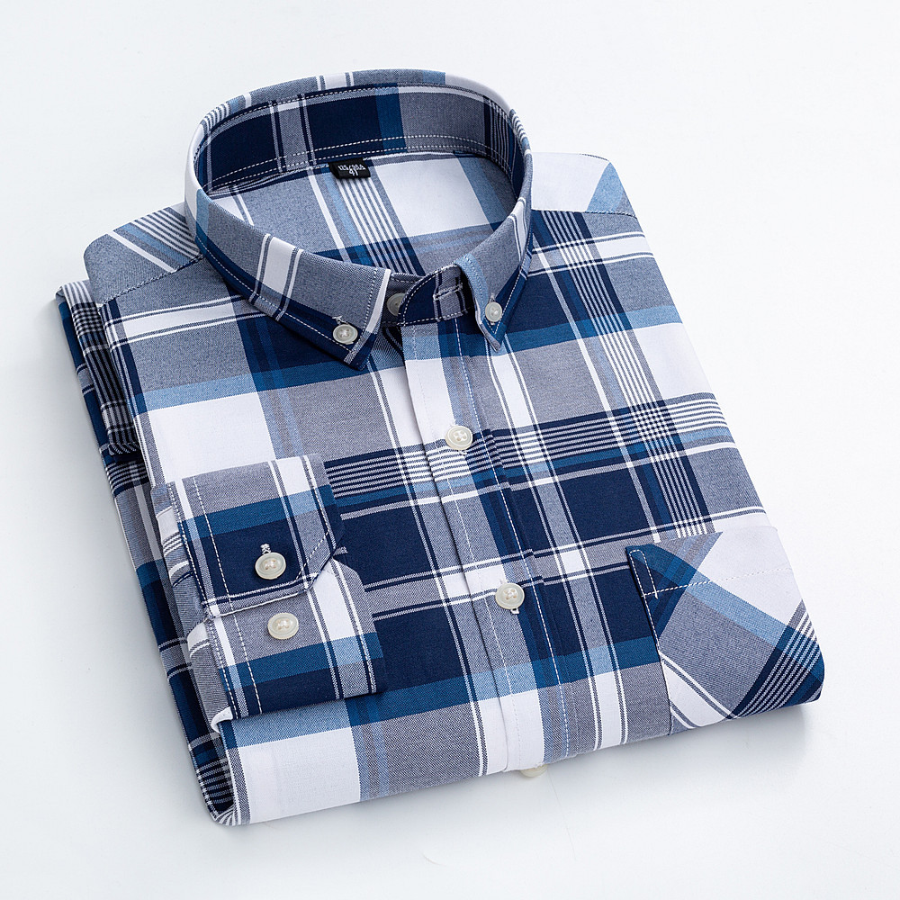 Casual Cotton Carbon Plaid Slim Fit Shirt