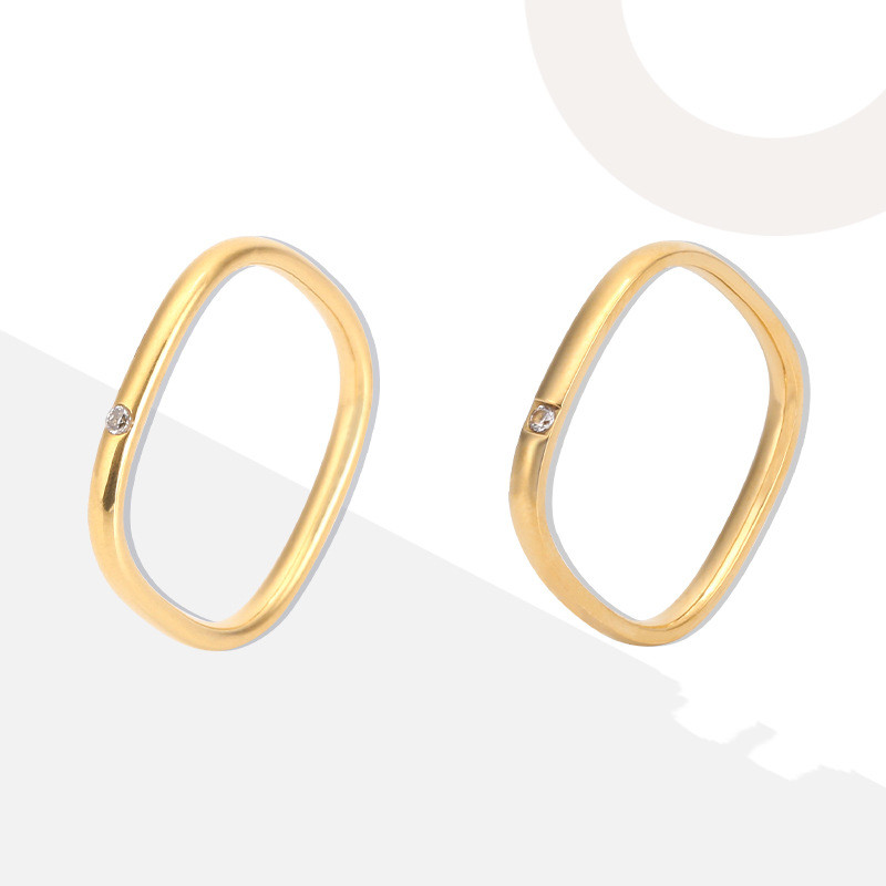 Small Square Ring Couple Ring Titanium Steel Bracelet Square Stainless Steel Ring