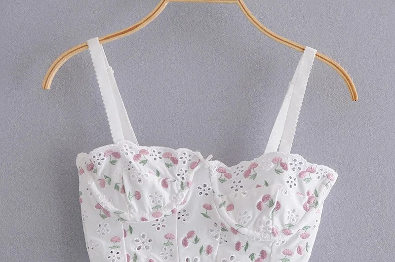 Title 5, French Cherry Embroidered Chest Wrap Camisole S...