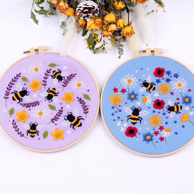 Bee Embroidered Diy Material Bag