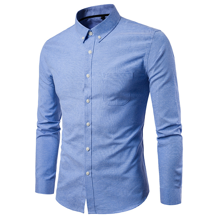 Men's Oxford Long Sleeve Solid Color Casual Shirt