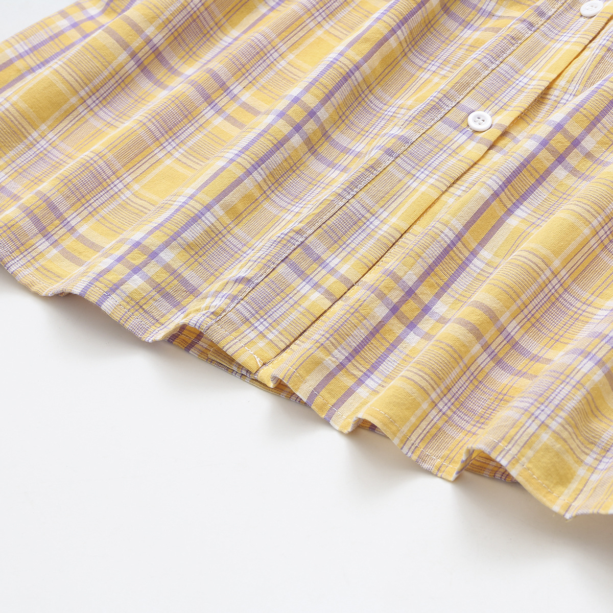 Large V-neck Plaid Shirt Spring Loose Casual Half Seeve Top