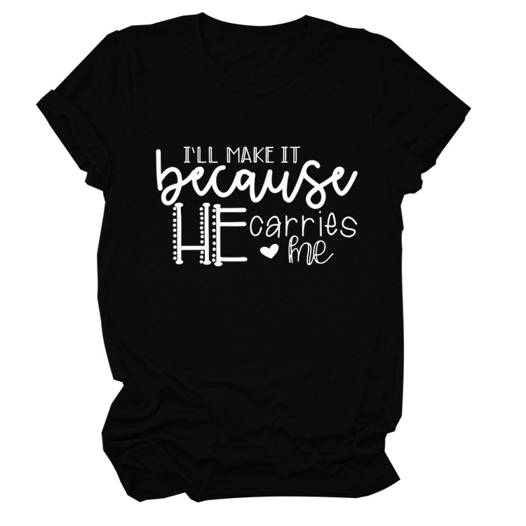 Letter Loose Short Sleeve Round Neck Pullover T-shirt