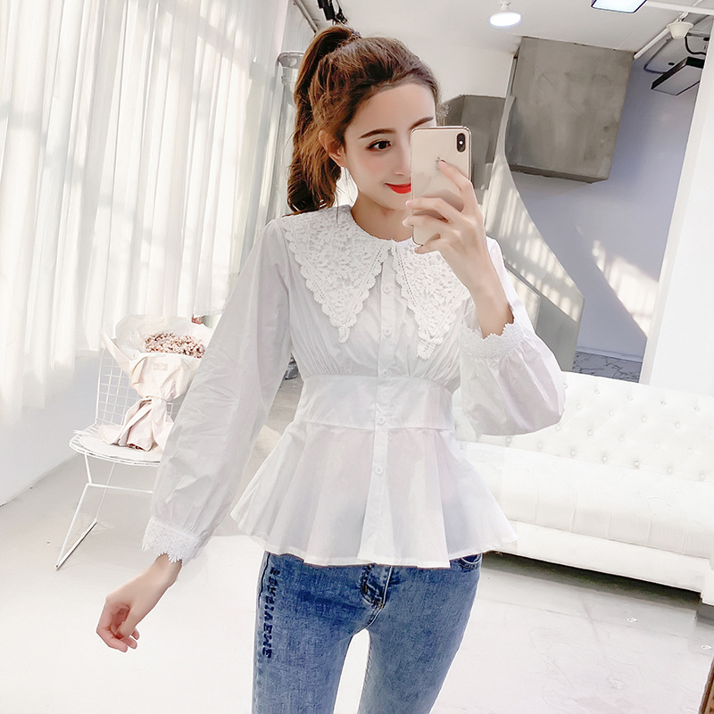 Long-Sleeved Ruffled Waist Top Trendy