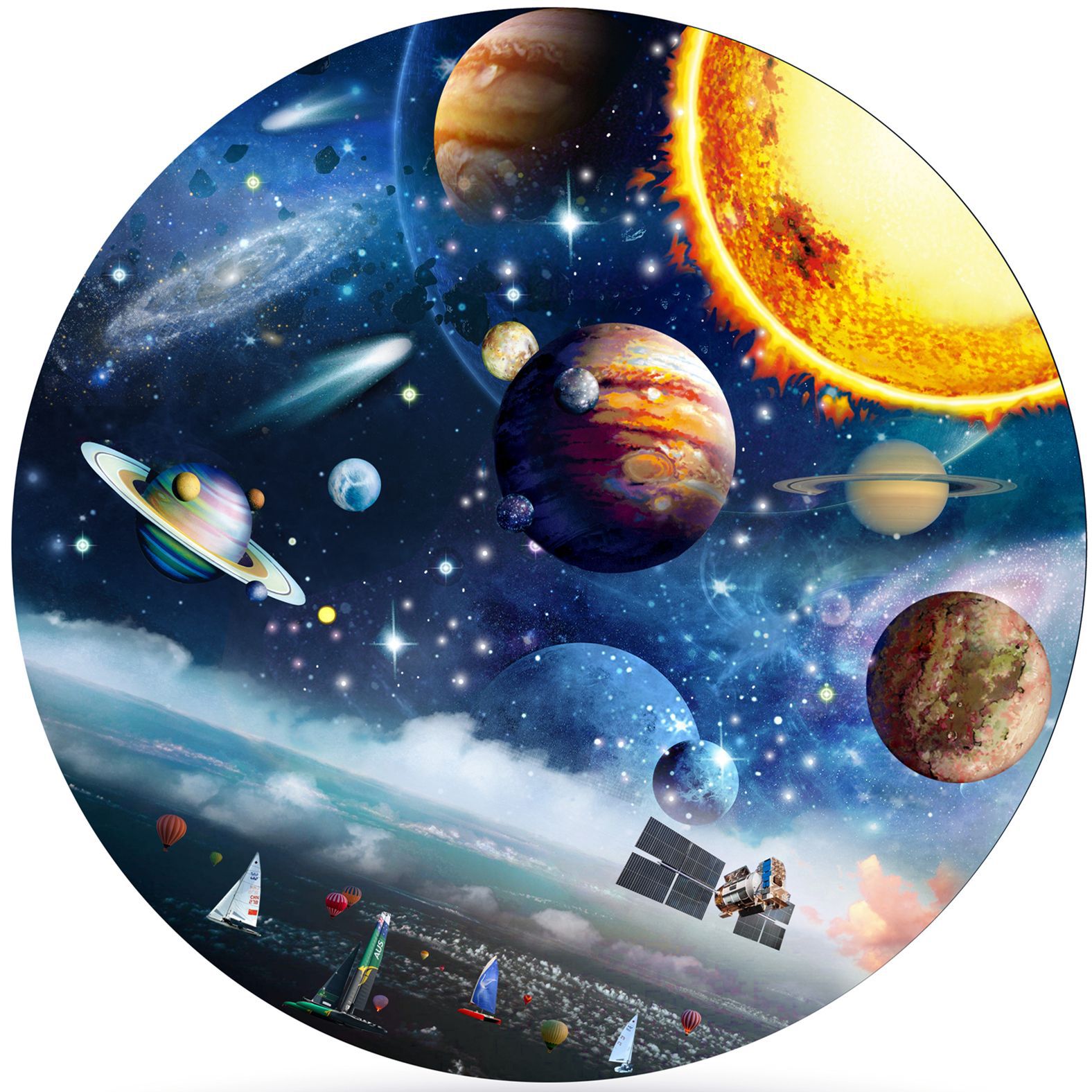 Title 2, Rundes Puzzle-Spielzeug „Earth Starry Sky City“.