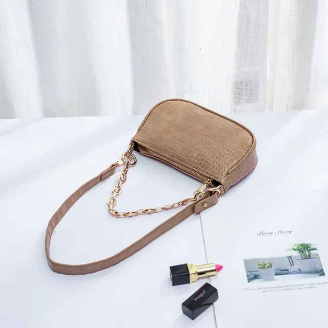 Armpit Print One shoulder Chain Handbag Khaki - Shop at LoveMi