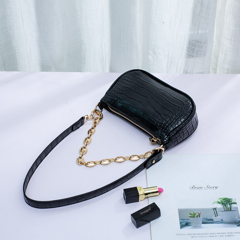 Armpit Print One shoulder Chain Handbag Black - Shop at LoveMi