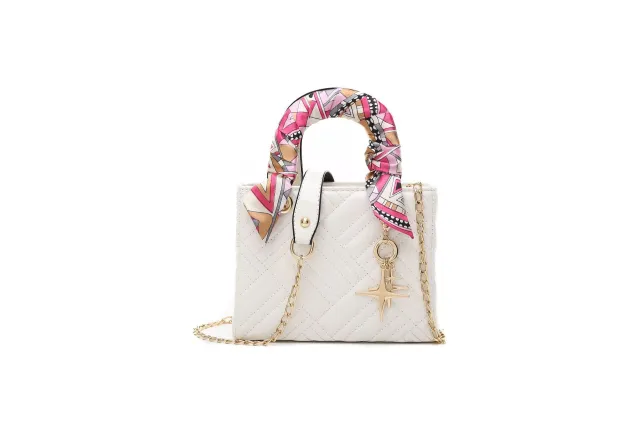 Handbag Shoulder Crossbody Bag Check Pendant White - Shop at LoveMi