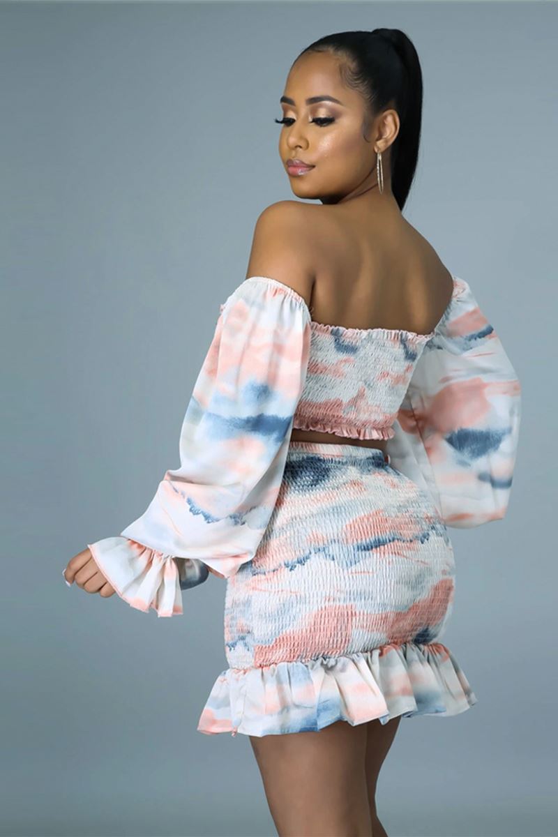 Waist Skirt Suit Printed High Waist Temperament