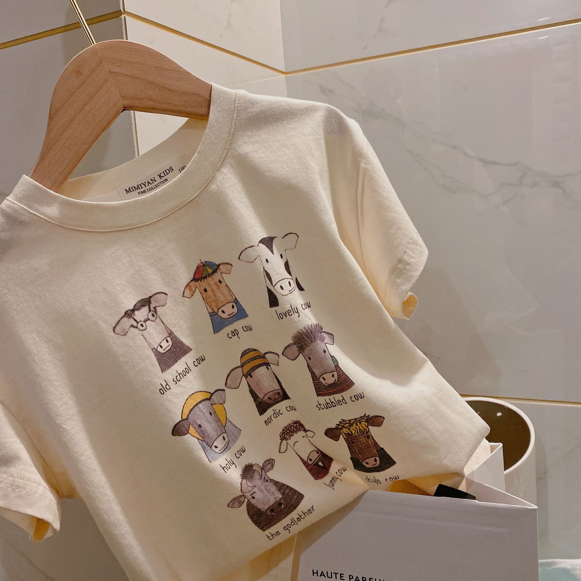 Cartoon Print Short Sleeve Boys And Girls