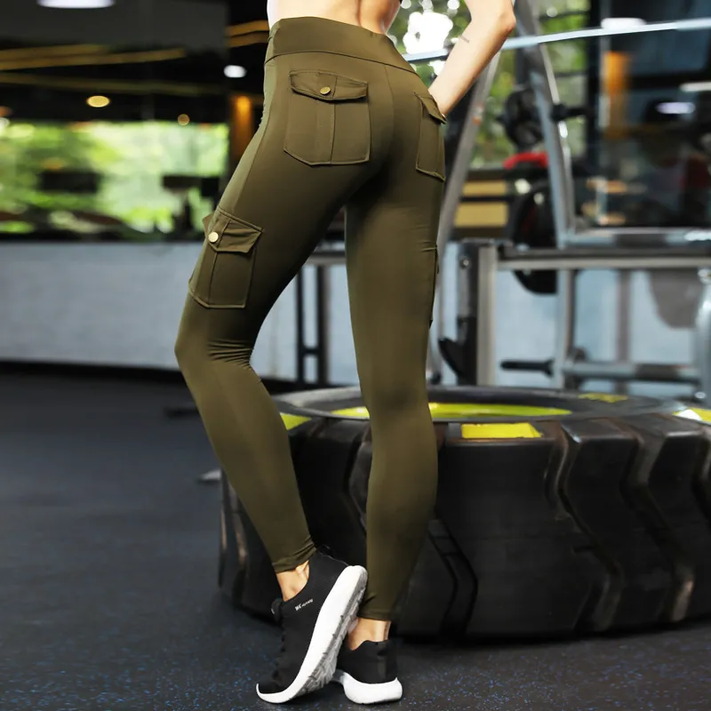 Skinny slim high elastic gym pants - Green