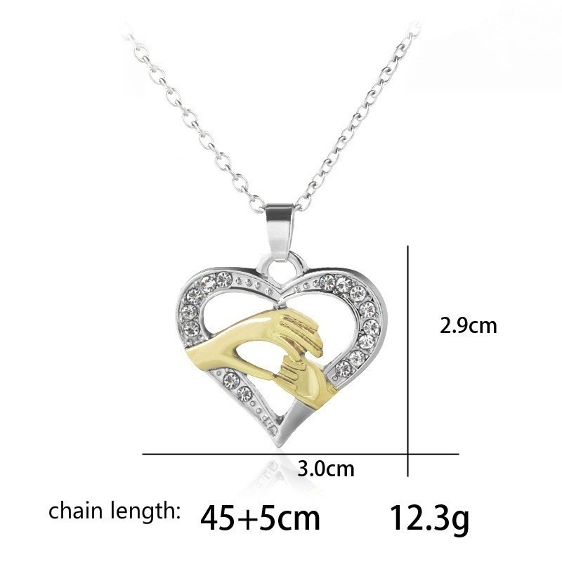 Two-tone Three-color Necklace Simple Heart-shaped Hand Pendant