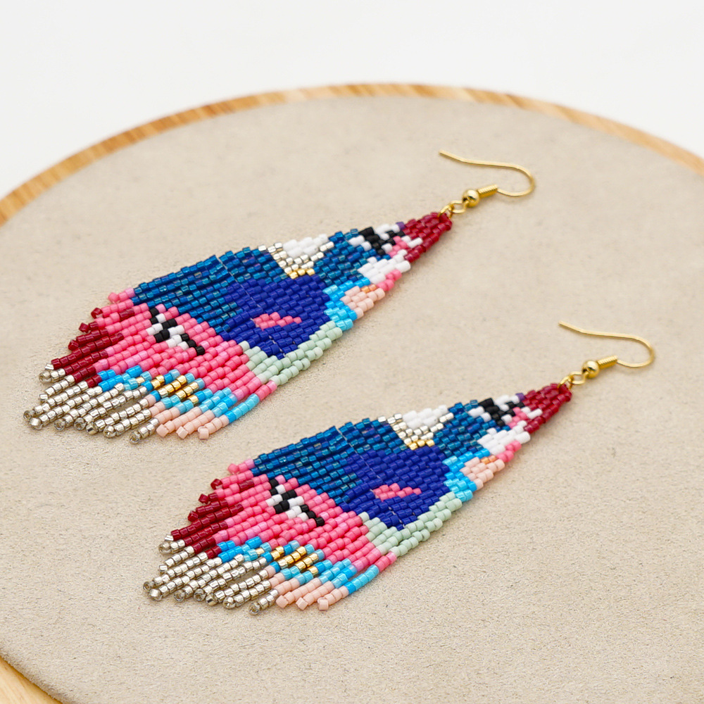 Contrast Color Bohemian Ethnic Style Tassel Earrings