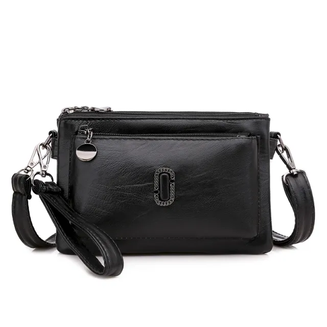 Female Pu Leather Hand Bill Of Lading Shoulder Bag Slant Cross Bag Black - Shop at LoveMi