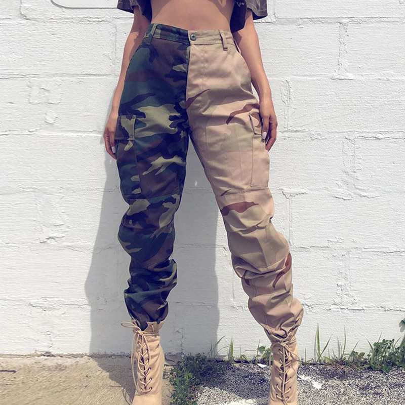 Title 6, Damen High Waist Camouflage Hose mit Farbkontra...