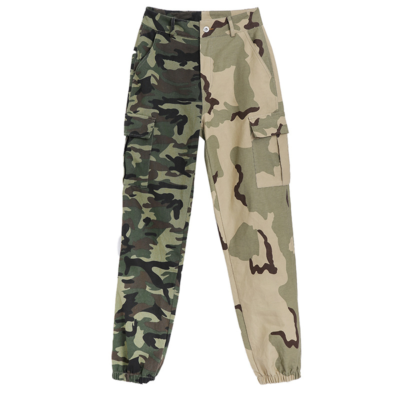 Title 5, Damen High Waist Camouflage Hose mit Farbkontra...