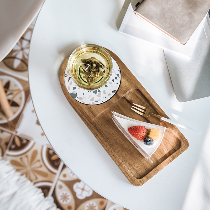 Japanese Style Unlacquered Acacia Wood Tray Solid Wood Plate