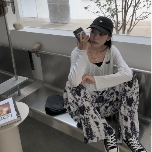 Tie-Dyed Wide-Leg Casual Pants