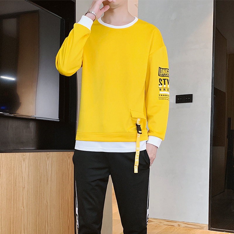  New Men's New Long-Sleeved Sweater Men's Autumn Clothes Students New Spring And Autumn Men's Autumn Print Tops