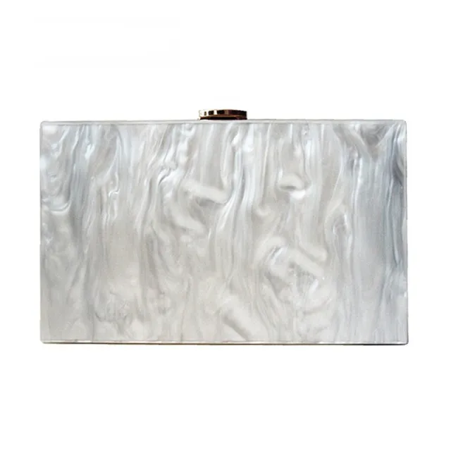 New Ladies Pure Color Pearlescent Acrylic Clutch White - Shop at LoveMi