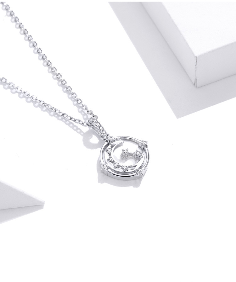 Stars And Moon Necklace Sterling Silver S925 Stars And Moon Girls Necklace