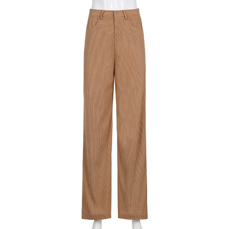 Title 3, High-Waist Slim-Fit Corduroy Straight-Leg Casua...