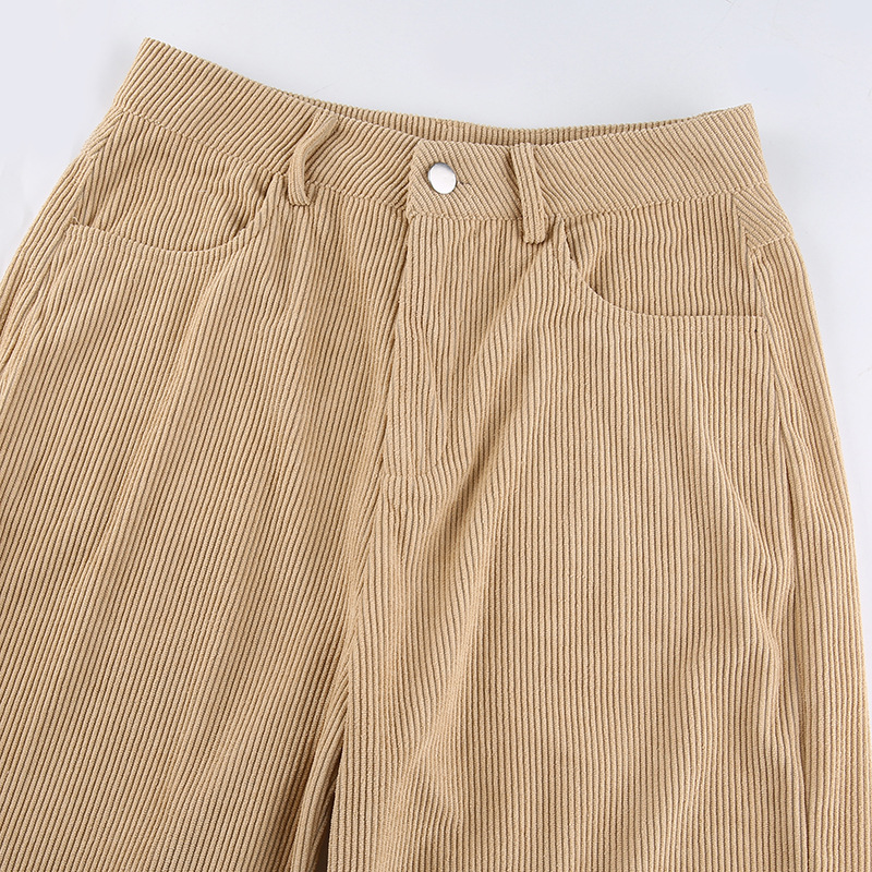 Title 6, High-Waist Slim-Fit Corduroy Straight-Leg Casua...