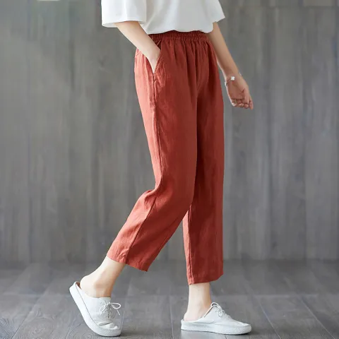 Spring and Autumn New Cropped Trousers Women Casual Pants