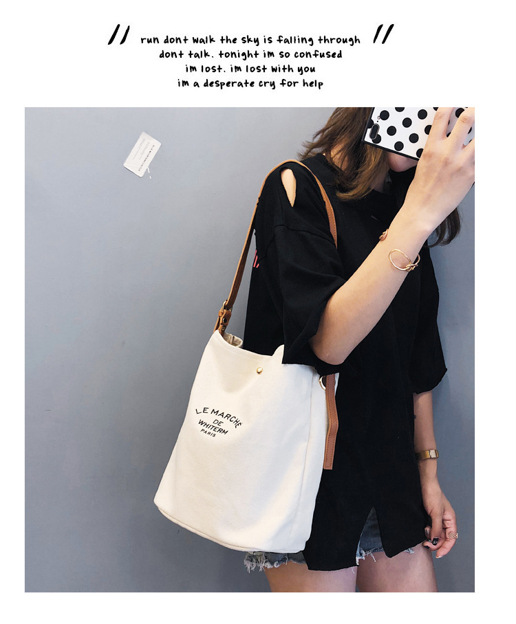 Women's Canvas Shoulder Bag Bucket Bag