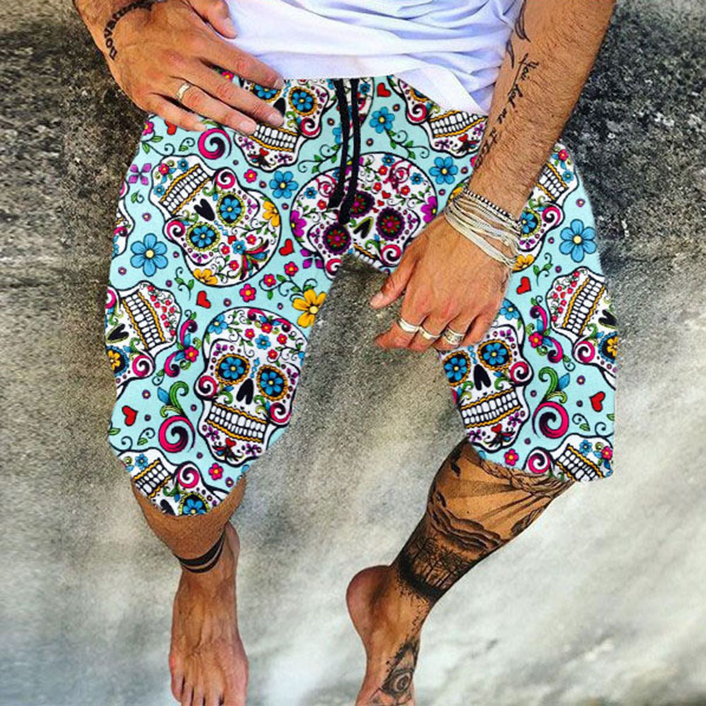 Title 6, Shorts de verano retro estampados holgados info...