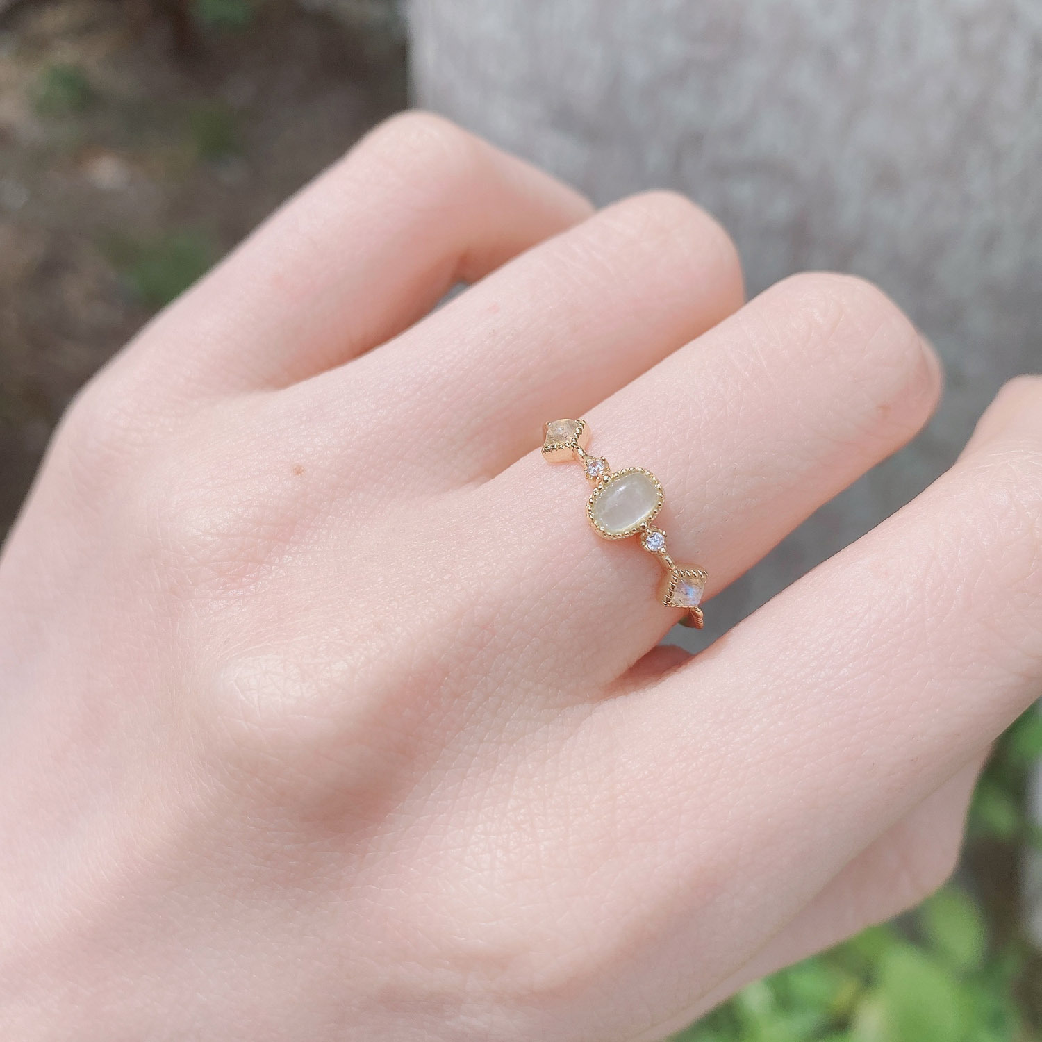 925 Silver Ring Natural Sea Blue Bora Feldspar Simple And Versatile Ring