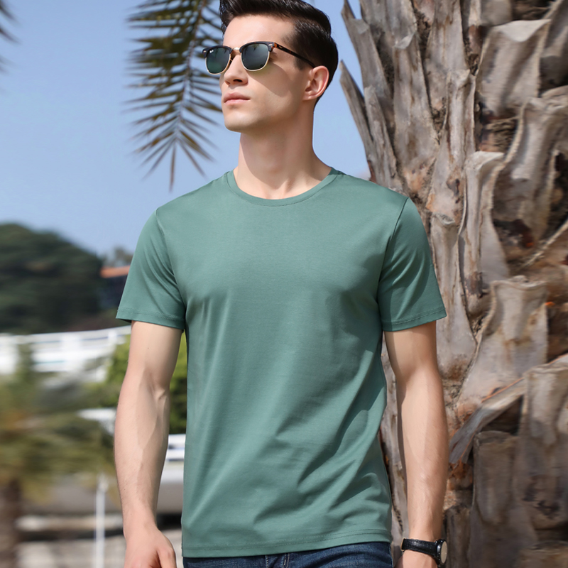 Short-Sleeved t-Shirt Male Youth Middle-Aged Cotton Half-Sleeved Solid Color t-Shirt