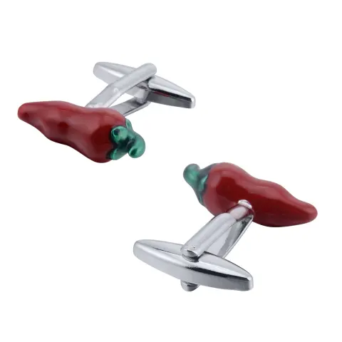 Enamel Cufflinks Fun Vegetables 3D Red Pepper