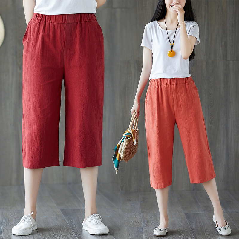 Literary Plus Size Loose Straight-Leg Casual Wide-Leg Pants