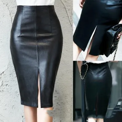 Women PU Leather Skirt Hip Skirt Ladies Dress Black - Shop at LoveMi
