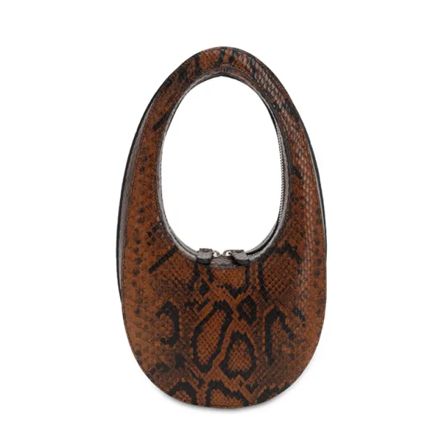 Three Dimensional Egg Shaped Snake Print Clutch Brown - Shop at LoveMi