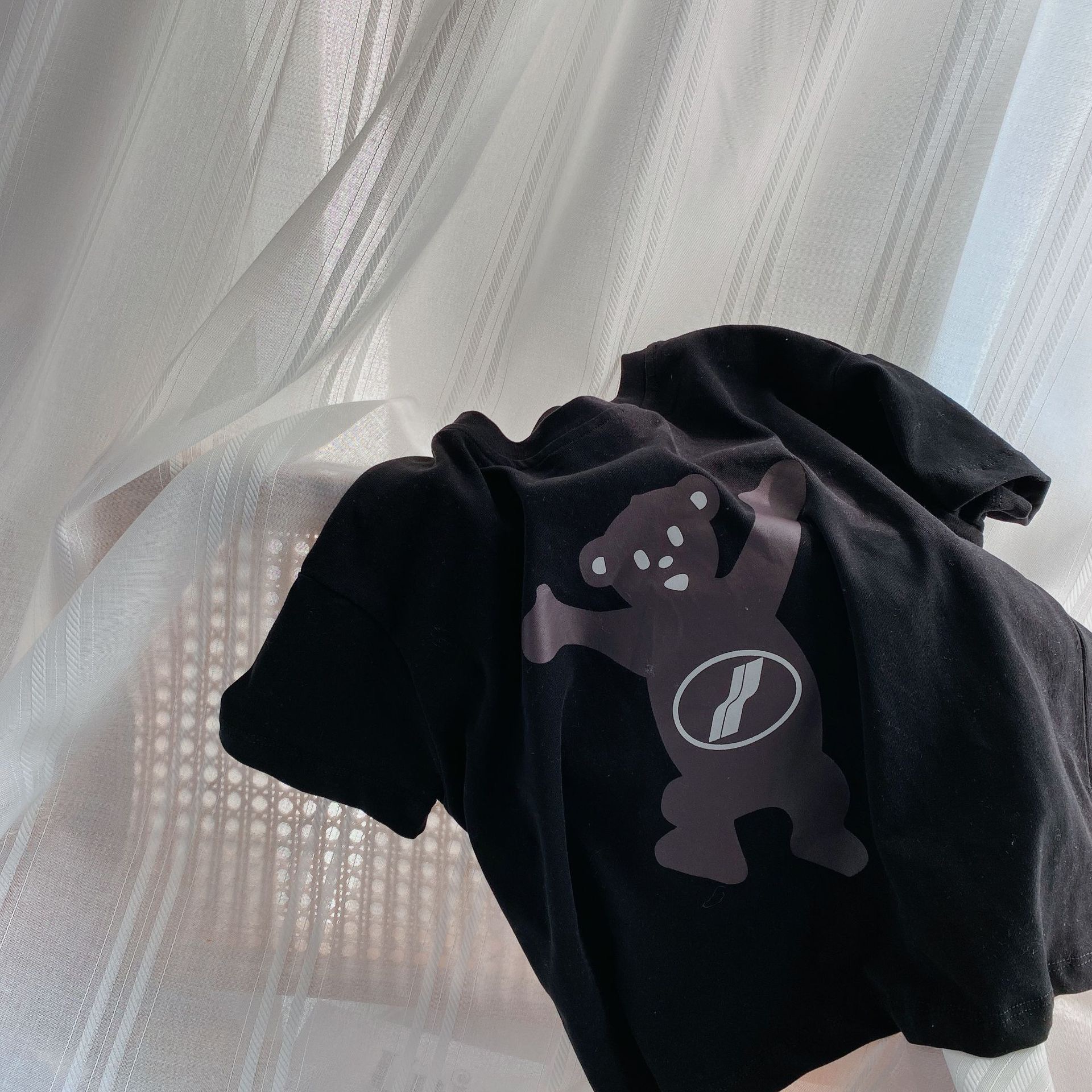 Children's Cartoon Zipper Bear Short Sleeve