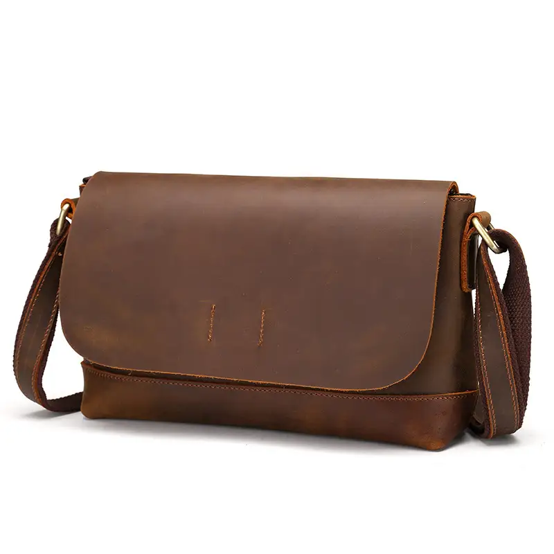 Horse Leather Casual Men's Shoulder Bag Retro Fashion Simple Messenger Bag