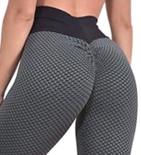 Honeycomb Peach Hip Pants Jacquard Slim Yoga High Waist Hip Leggings Black - Shop at LoveMi