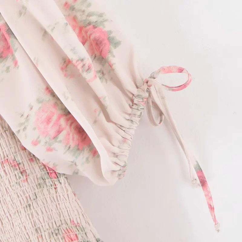 Slim Slimming Pleated Stretch Drawstring Puff Sleeve Mini Skirt