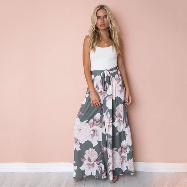 Title 1, Womens High Waist Wide Leg Printed Casual Pant...