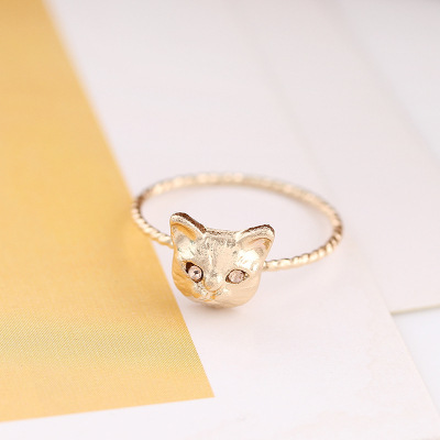 Cute And Realistic Kitten Diamond Animal Ring