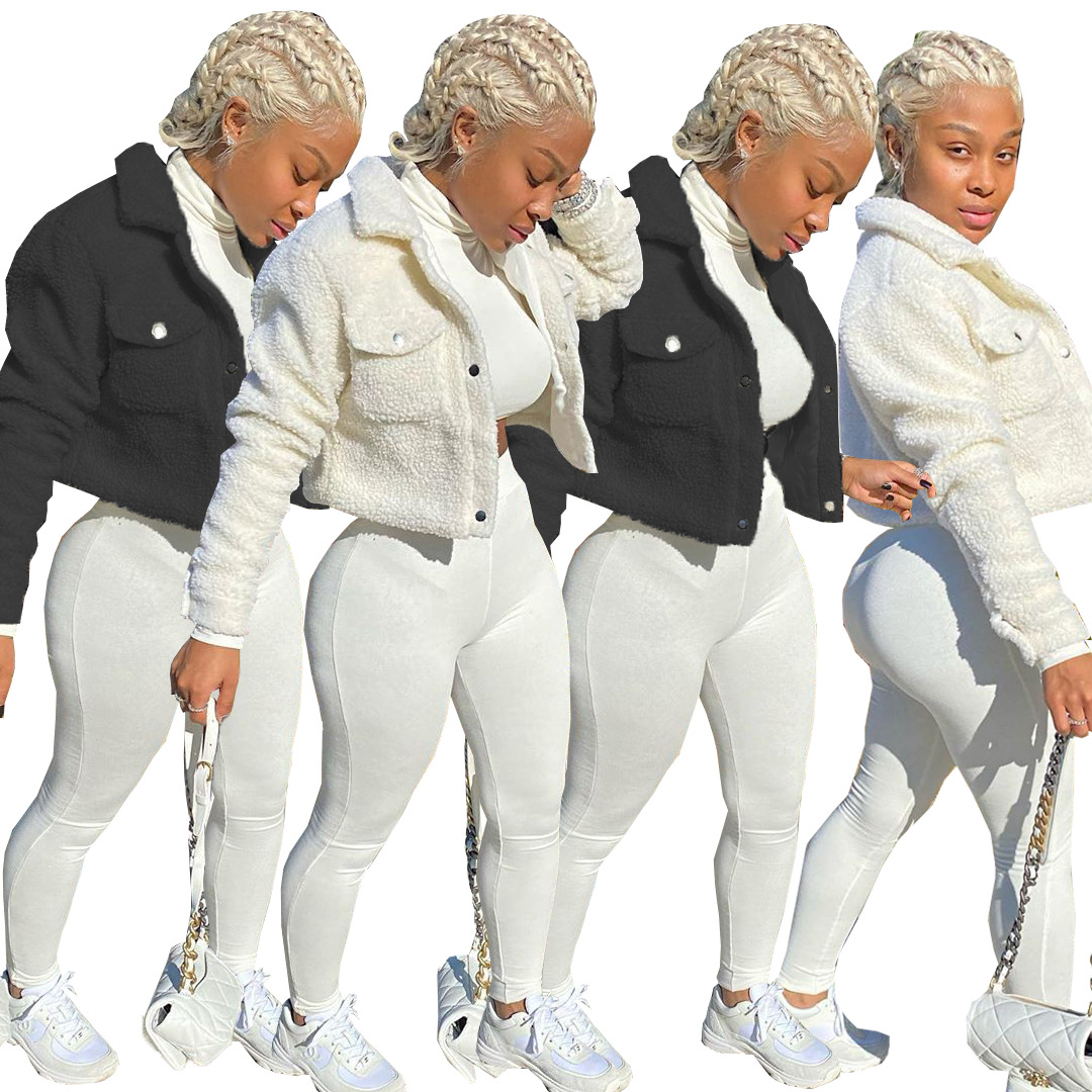  Plush Solid Color Autumn and Winter New Coat Custom Women Coat